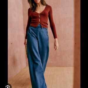 Sezane Wendy Cardigan Sweater Burgundy Size
Medium NWT